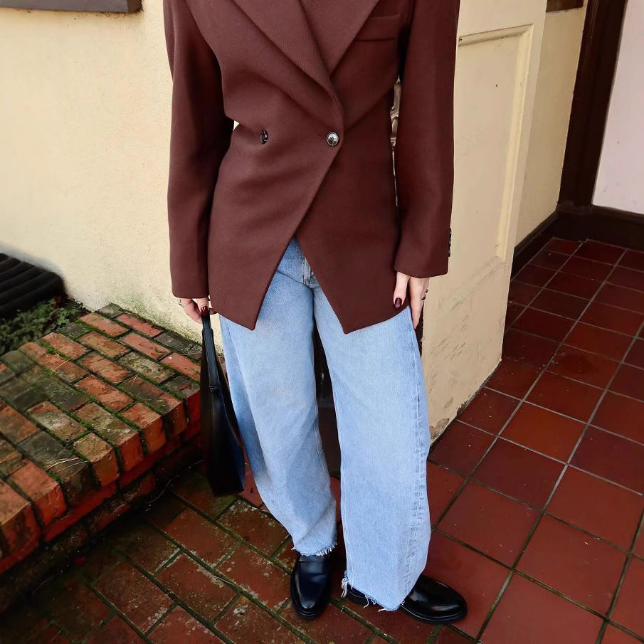 Damen elegante Blazerjacke mit doppelt geknöpften Details EB