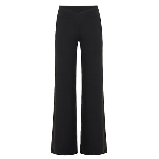 Damen nan weite Palazzo-Hose mit V-förmiger Bundnaht und elastischem Stretch-Jersey EB