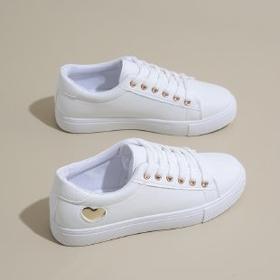 Damen Minimalistische Low-Top Sneaker mit glatter Kunstlederoptik und komfortabler Gummisohle EB
