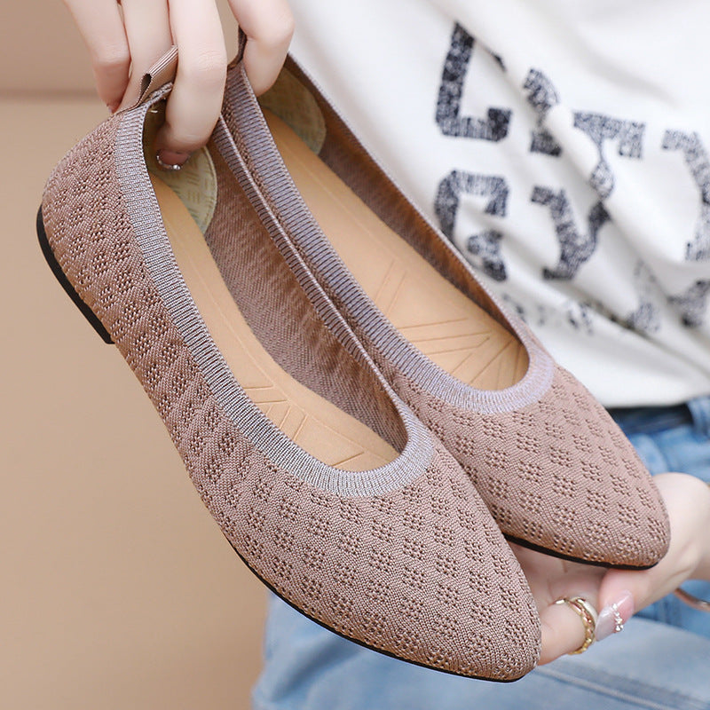 Damen Elegante und bequeme Ballerinas mit atmungsaktivem Strickdesign EB