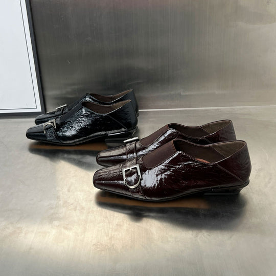 Damen Elegante Slipper mit modischem Schnallenverschluss und hochwertiger Oberflächenstruktur EB