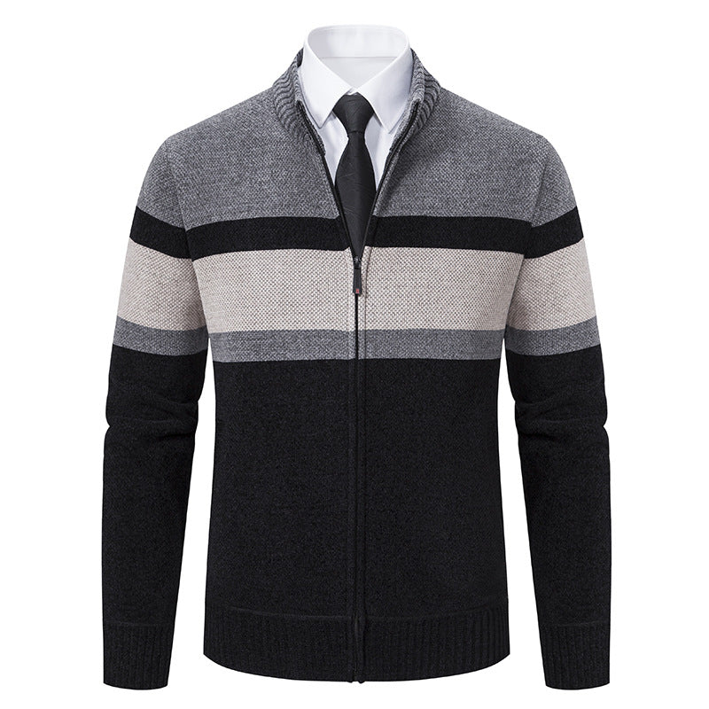 Herren Strickjacke mit strukturiertem Design und hochschließendem Kragen EB