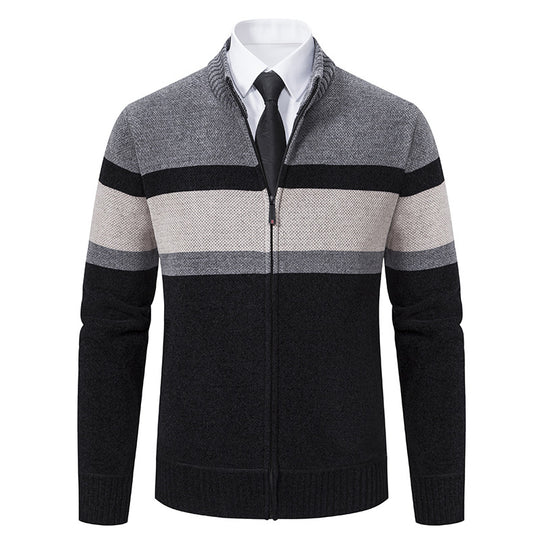 Herren Strickjacke mit strukturiertem Design und hochschließendem Kragen EB