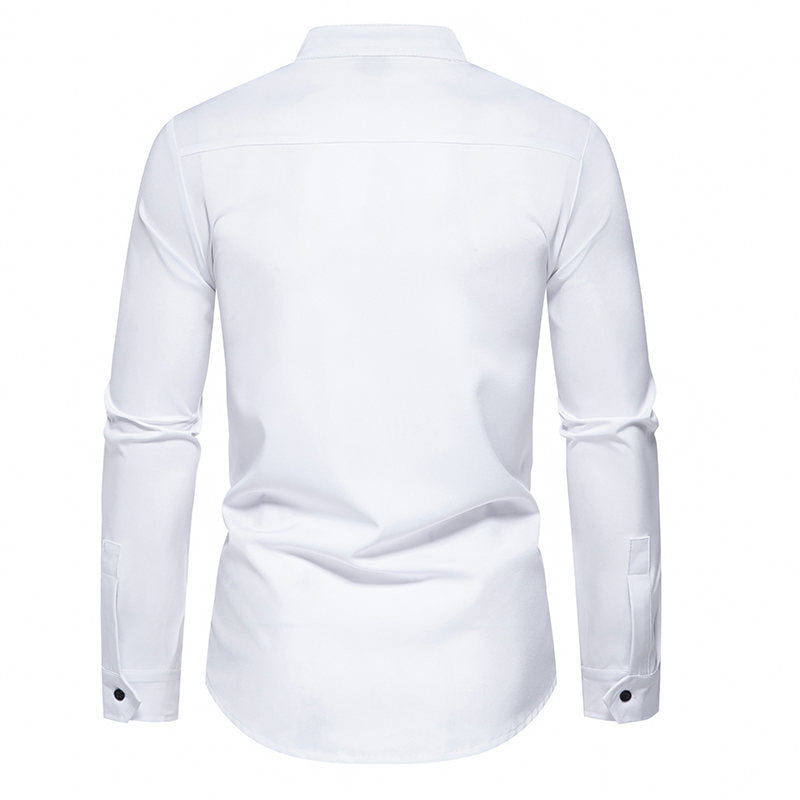 Herren Langarmhemd mit asymmetrischem Knopfdesign EB