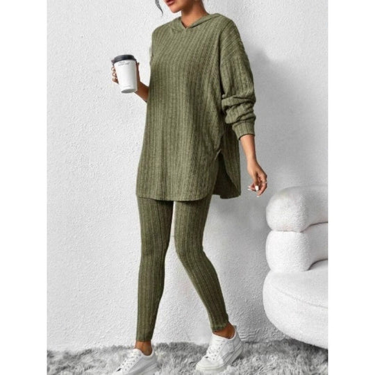 Damen Bequemes Lounge-Set mit Kapuze und schmalen Hosen EB