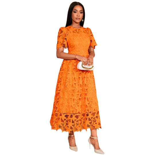 Damen Spitzen-Maxikleid mit floralem Design EB