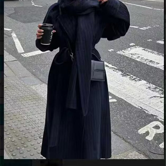 Damen Wickelmantel mit eleganter Kragenpartie und Gürtel EB