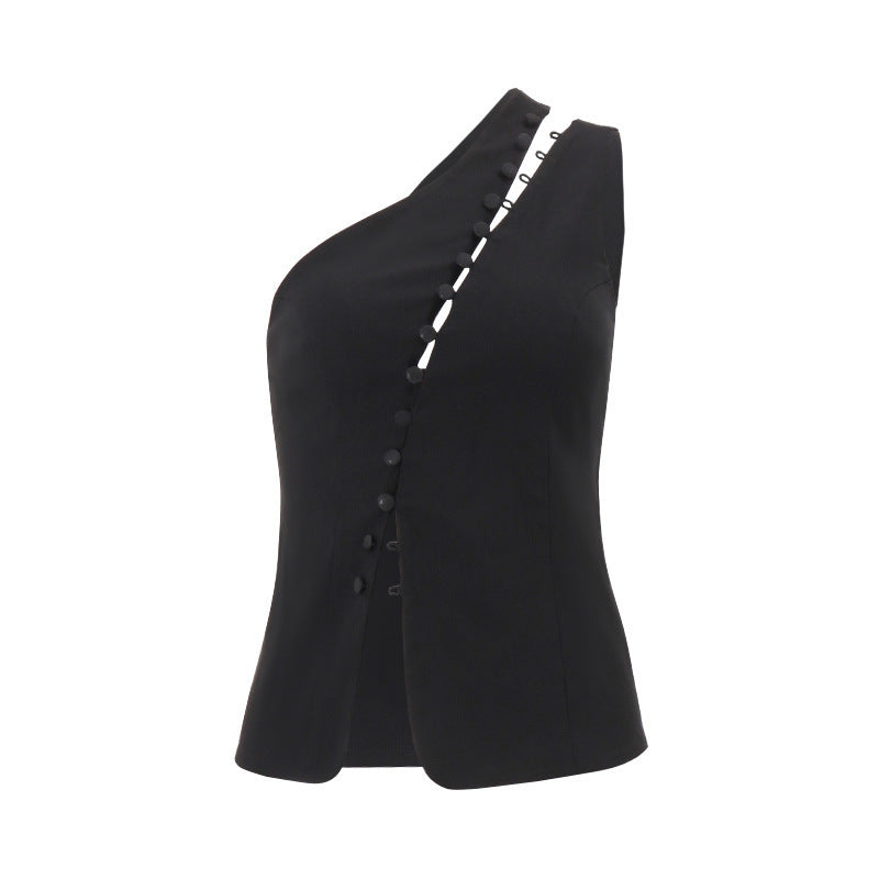 Damen Asymmetrisches Blusenshirt mit Knopfdetails EB