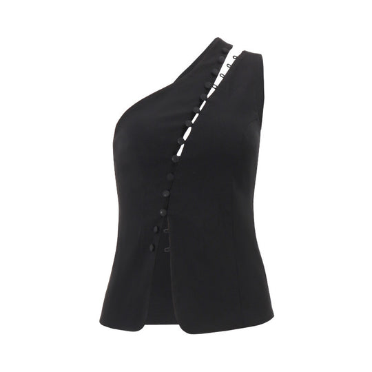 Damen Asymmetrisches Blusenshirt mit Knopfdetails EB