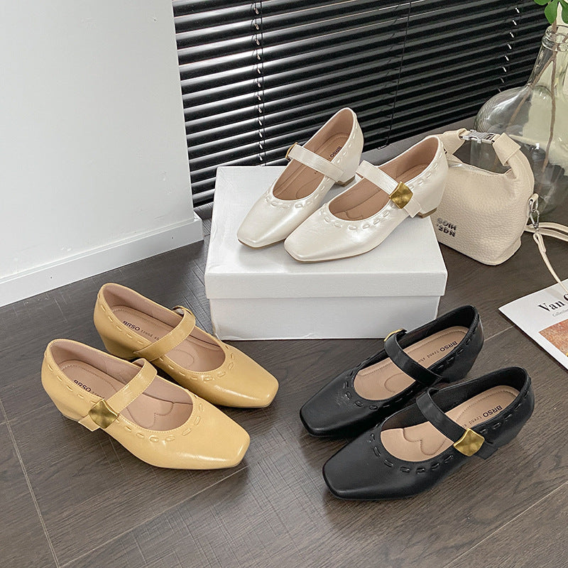 Damen Ballerina-Schuhe mit elegantem Riemchen und modischer Schnalle EB