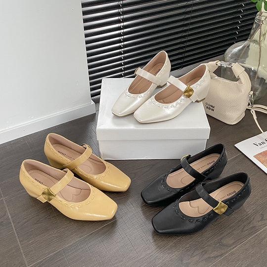 Damen Ballerina-Schuhe mit elegantem Riemchen und modischer Schnalle EB