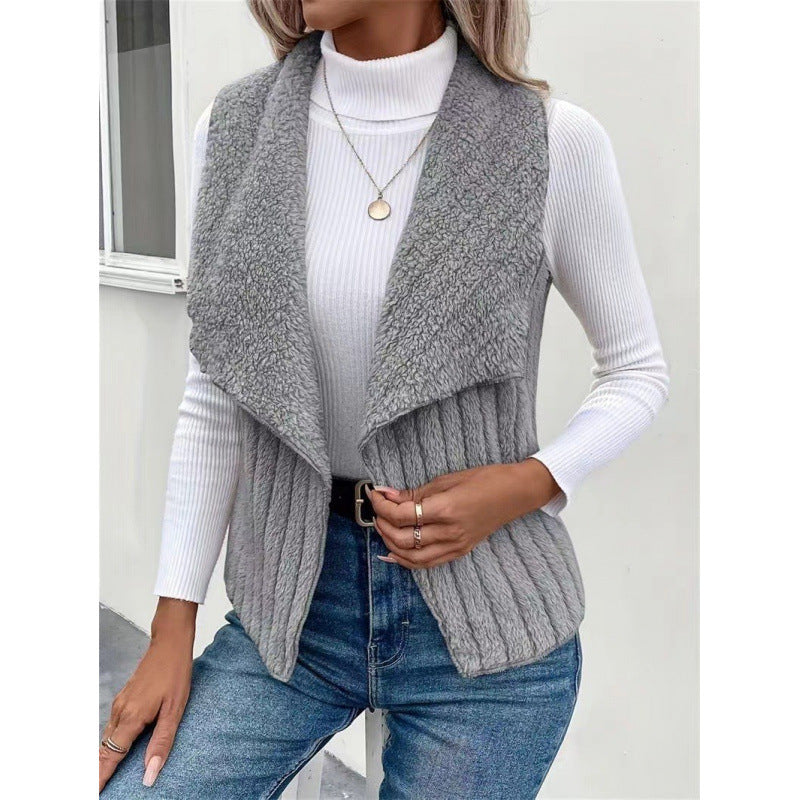 Damen Kuschelige Weste mit asymmetrischem Schnitt und hohem Kragen EB