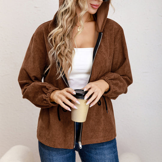 Damen Übergangsjacke mit Kordelzug und Kapuze EB