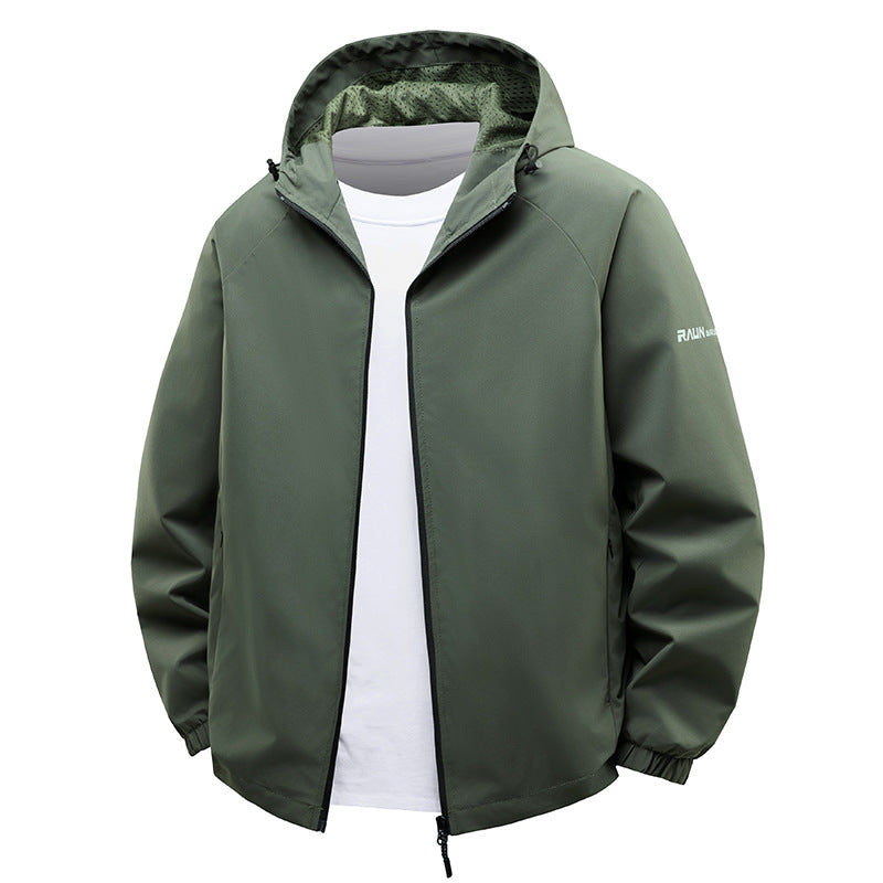 Herren  leichte wasserabweisende Kapuzen-Shell-Jacke mit atmungsaktivem Mesh-Futter EB