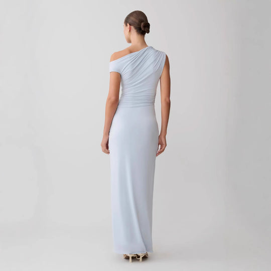Damen Elegantes Maxi-Kleid mit One-Shoulder Design und hohem Schlitz EB