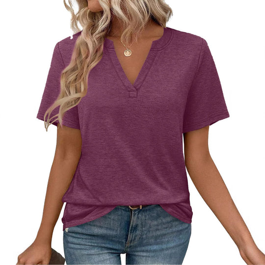 Damen zeitloses V-Ausschnitt T-Shirt mit lässigem Schnitt EB