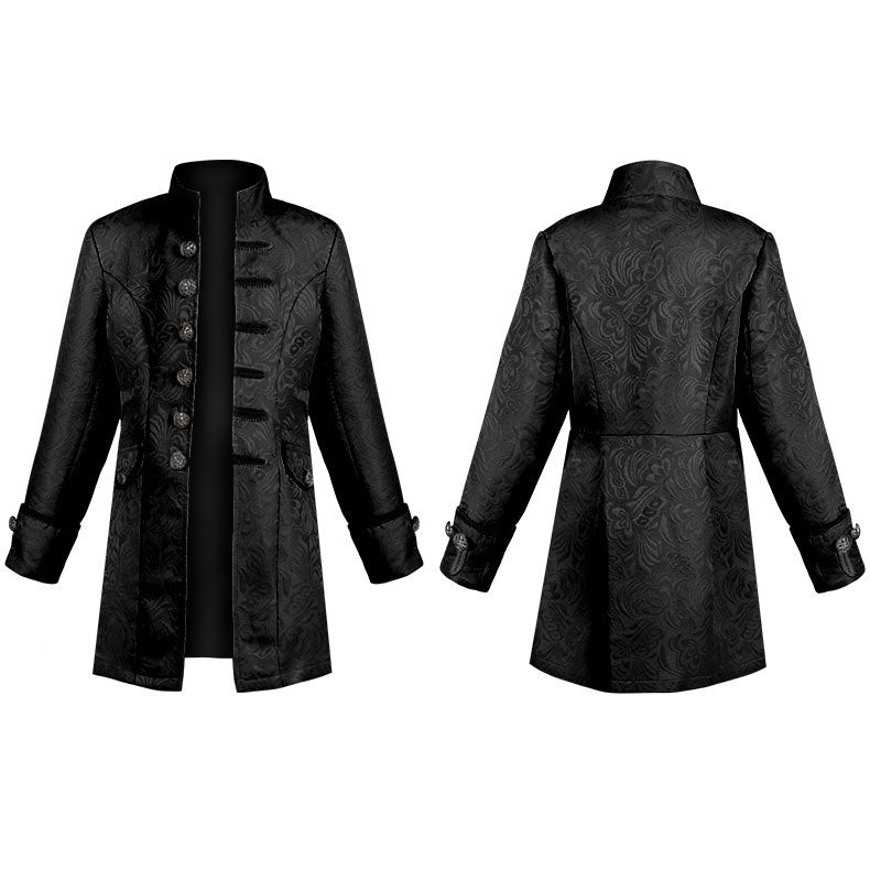 Damen nan taillierter Jacquard-Gehrock mit Stehkragen und dekorativer Knopfleiste Eb
