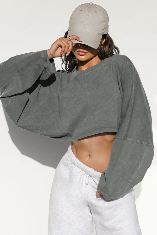 Damen lässiger Crop-Pullover EB