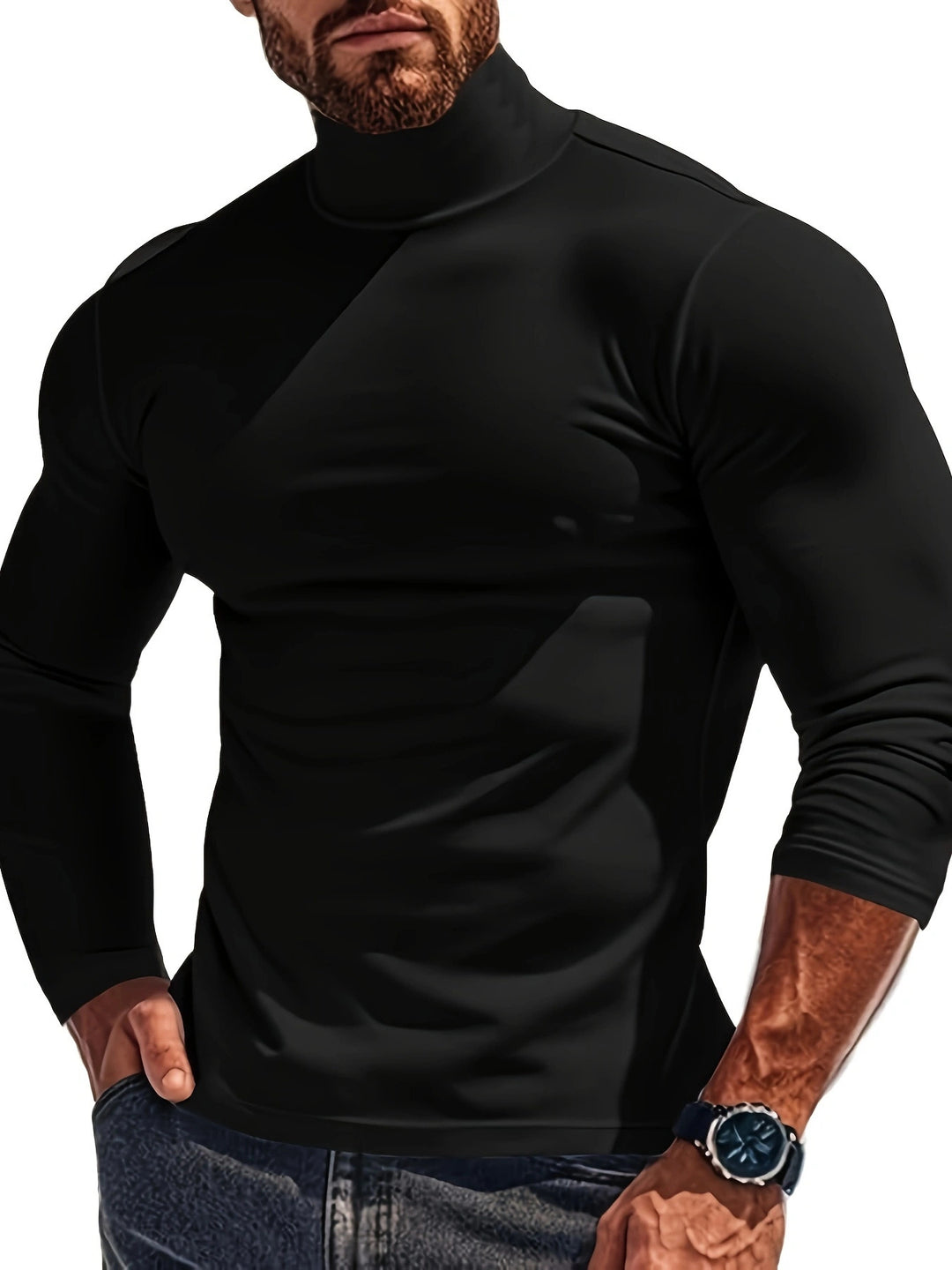 Herren Langärmliges Turtleneck Shirt mit atmungsaktivem Material EB