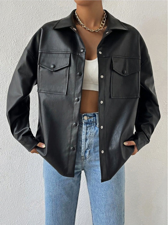Damen Kunstleder Overshirt EB