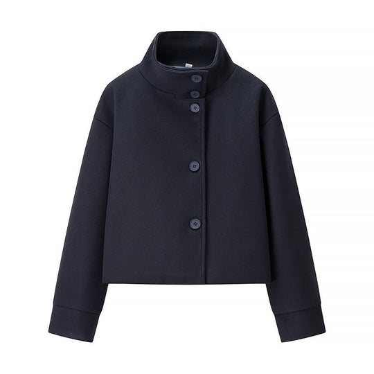 Damen elegante Kurzjacke mit Stehkragen und modischen Knopfdetails EB
