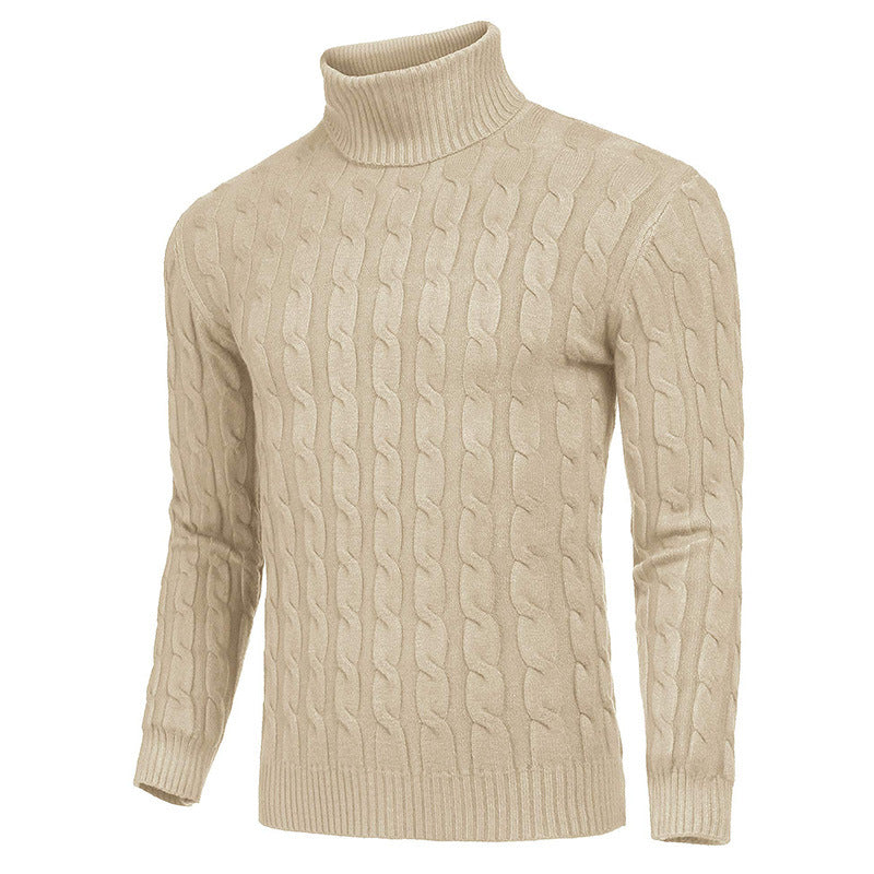 Herren modischer Rollkragenpullover mit Zopfmuster EB