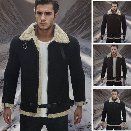 Herren Shearling jacke mit modernem Design und warmem Futter EB
