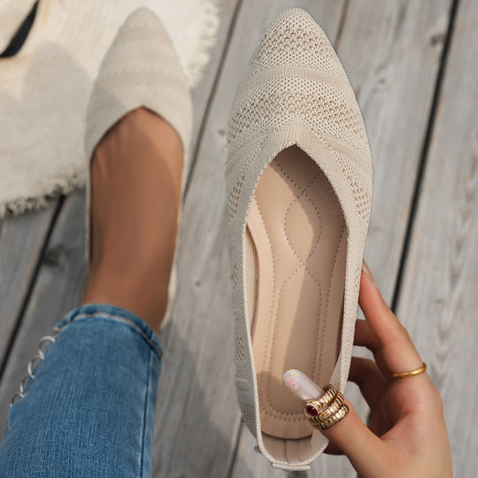 Damen elegante Ballerinas mit atmungsaktivem Strickdesign EB
