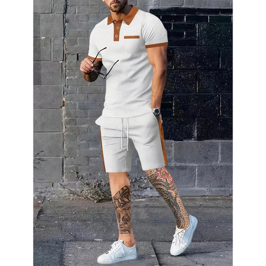 Herren Poloshirt und Shorts Set mit stylischem Kontrastdesign EB