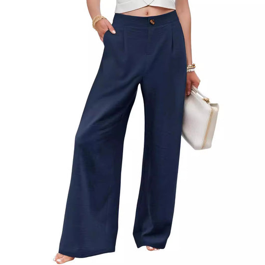 Damen elegante weite Sommerhose mit Bundfalten EB