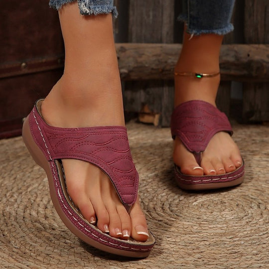 Damen Komfortable Zehentrenner-Sandalen mit anatomischem Fußbett EB