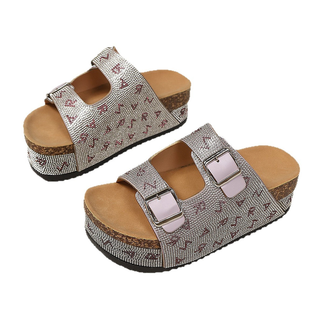 Damen Glamouröse Plateau-Pantoletten EB