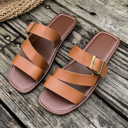 Damen Bequeme Riemchensandalen mit verstellbarem Schnallenverschluss EB