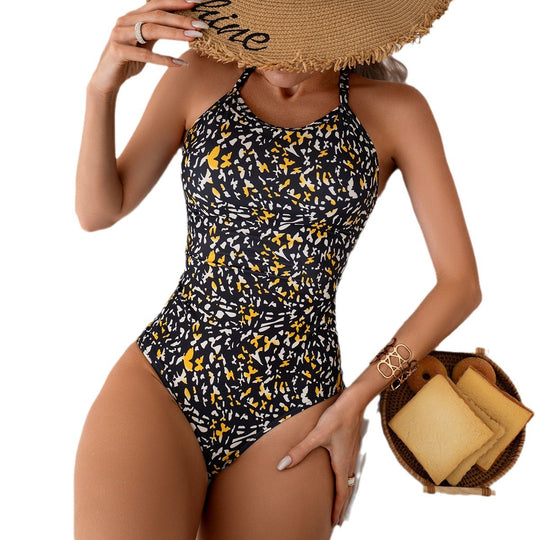 Damen Zweiteiler Bademode mit hohem Beinausschnitt und floralem Design EB