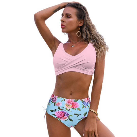 Damen Tankini-Set mit floralem Unterteil und lässigem Wickeloberteil EB