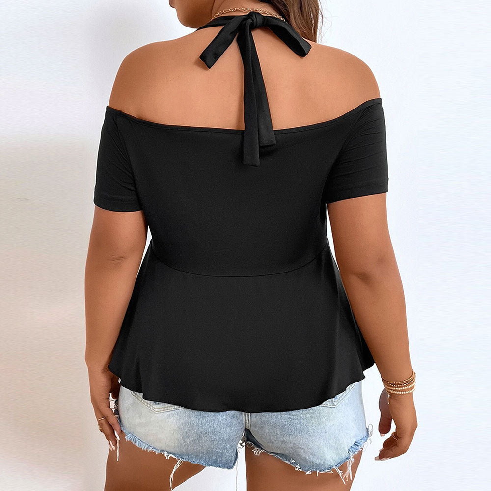 Damen Oberteil mit schulterfreiem Design und gerafftem Saum EB