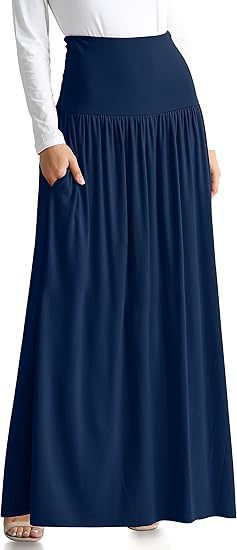 Damen Maxi-Rock mit elastischem Bund und Taschen EB