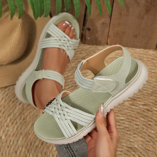 Damen Freizeitsandalen mit geflochtenem Riemen und rutschfester Sohle EB
