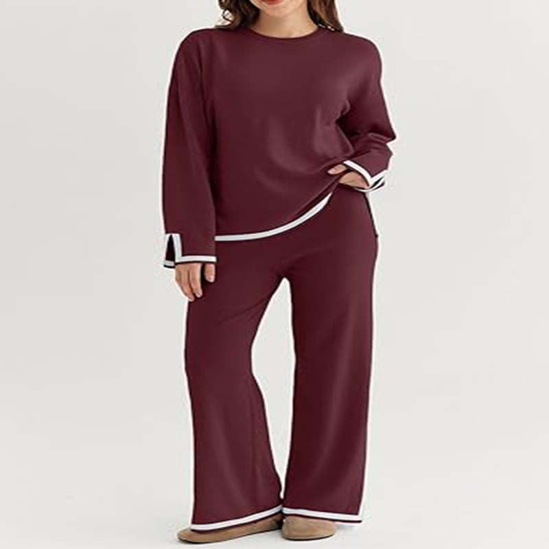 Damen modisches Lounge-Set mit weitem Schnitt und Kontrastbündchen EB