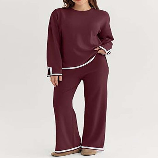 Damen modisches Lounge-Set mit weitem Schnitt und Kontrastbündchen EB