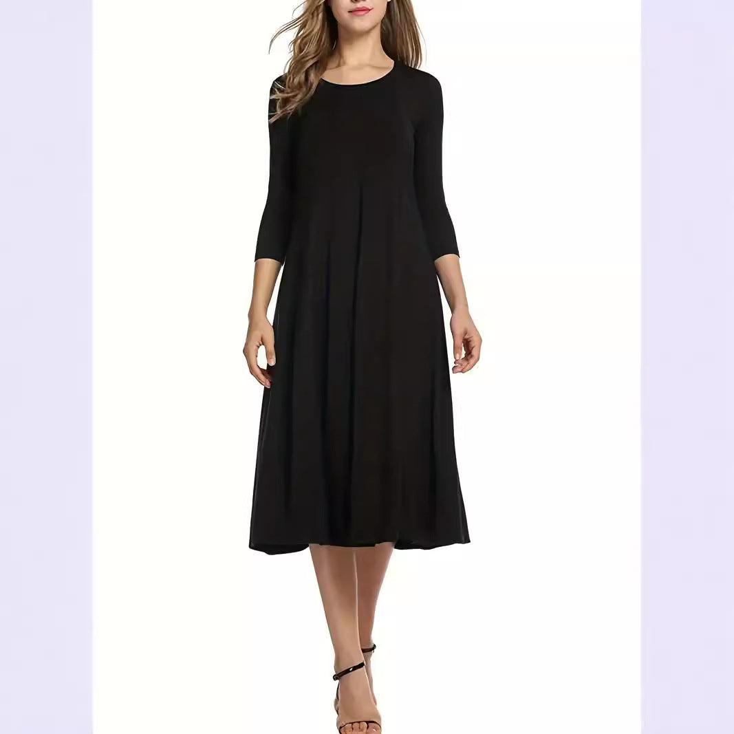 Damen Midi-Kleid mit schmeichelndem Schnitt und 3/4-Ärmeln EB