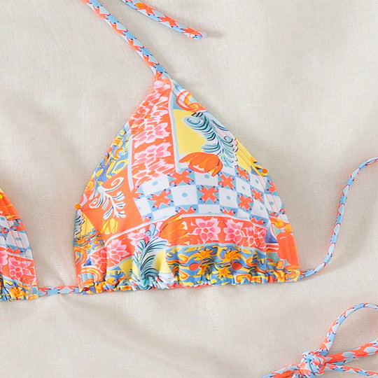 Damen Triangel-Bikini mit verstellbaren Bindebändern EB
