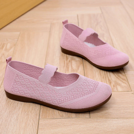 Damen nan gestrickter Mary-Jane-Slipper mit elastischem Riemen und ergonomischer Komfortsohle EB