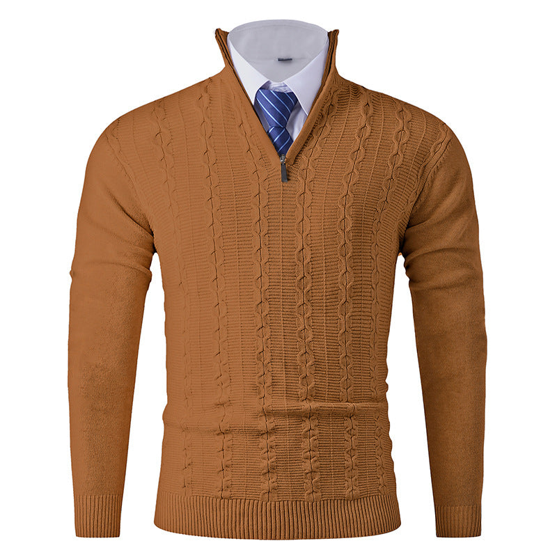 Herren modischer Rollkragenpullover mit strukturiertem Zopfdesign EB