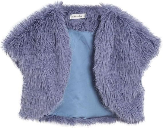 Damen Flauschige Kunstpelzweste im offenen Design EB