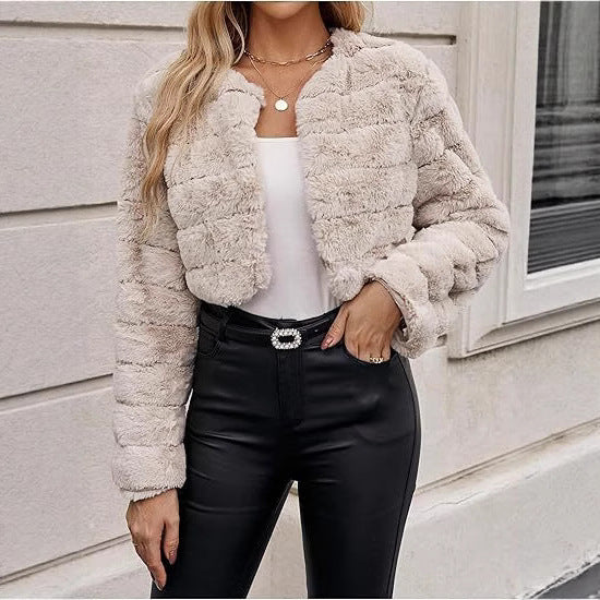 Damen modischer Leopardenplüschjacke EB