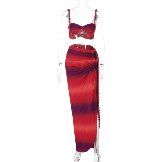 Damen Oberteil und Wickelrock Set EB