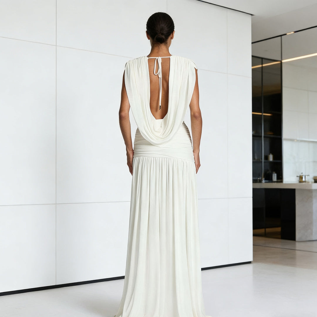 Damen Elegantes Wickelkleid mit tiefem V-Ausschnitt und seitlichem Schlitz EB
