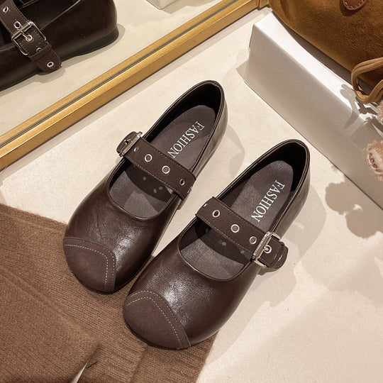 Damen Mary Jane Schuhe mit modischer Schnalle und weichem Innenfutter EB
