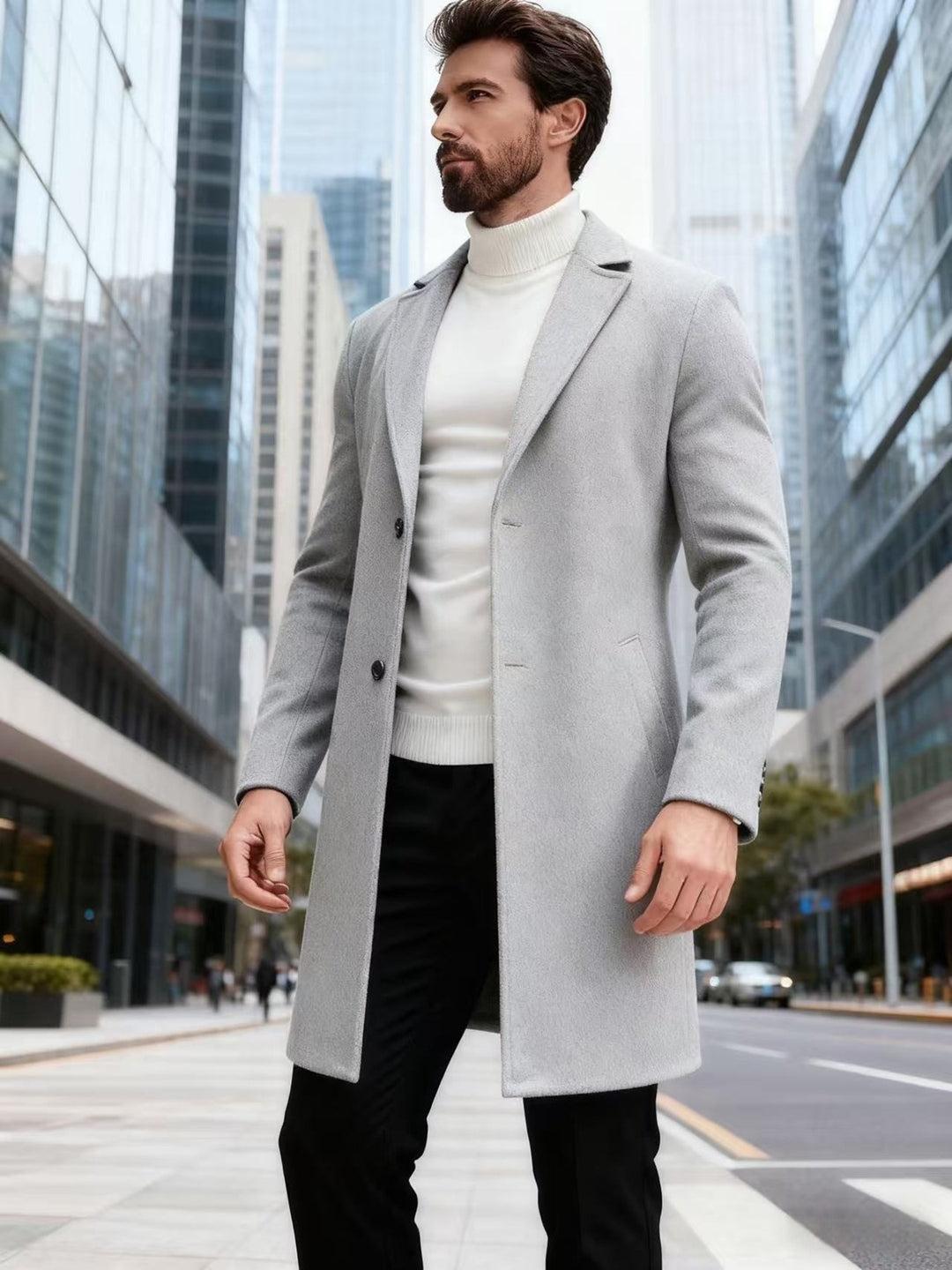 Herren eleganter Wollmantel EB